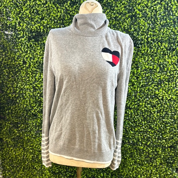 Tommy Hilfiger Gray Cowl Neck Turtleneck Sweater Large - Picture 16 of 16